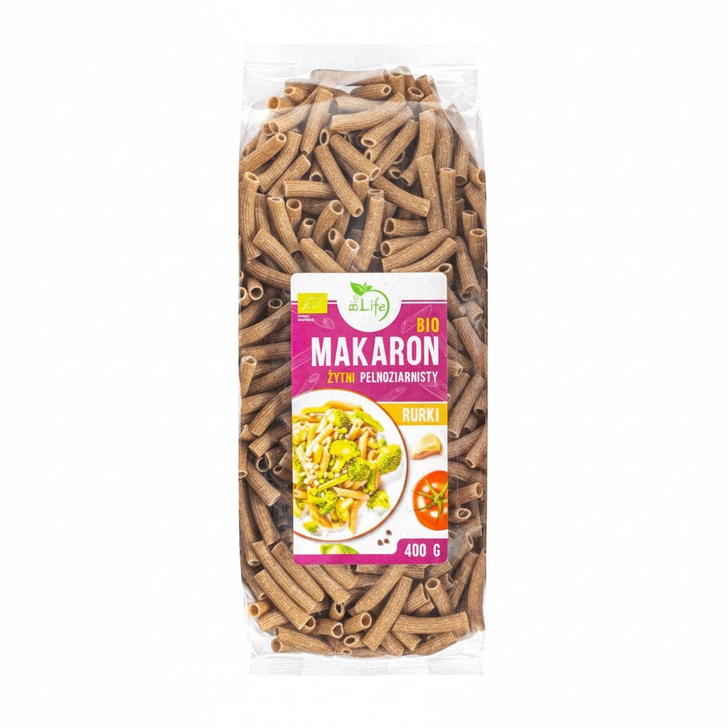 BIO Makaron żytni pełnoziarnisty - rurki 400g