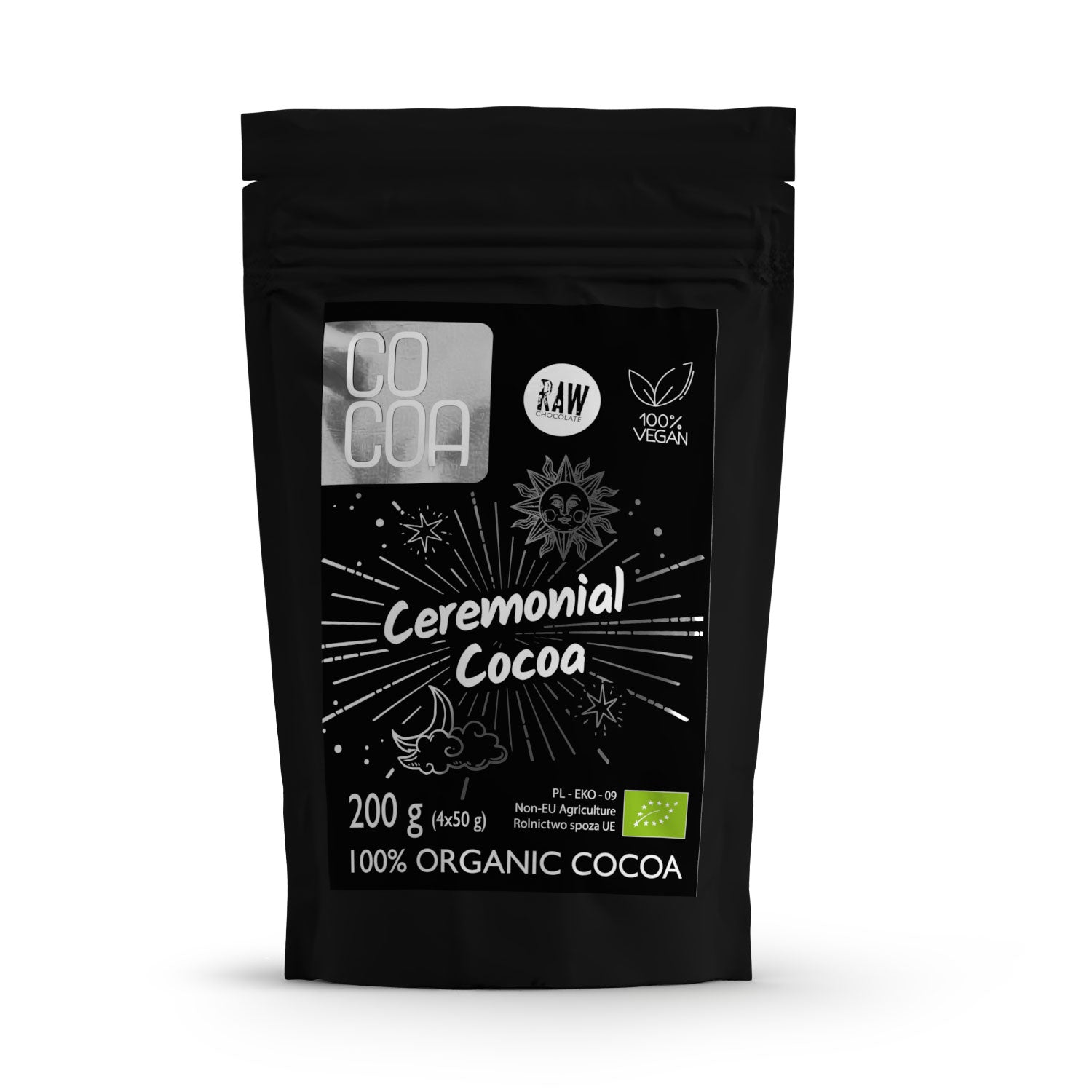 COCOA Ekologiczne Kakao ceremonialne  Tabliczki gorzkie 100% BIO (4 x 50 g) 200g