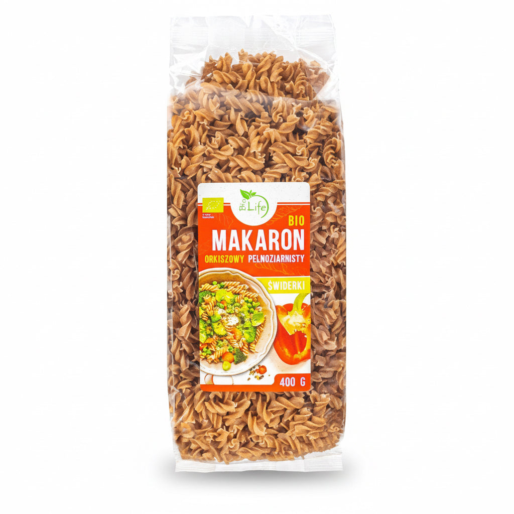BIO Makaron orkiszowy pełnoziarnisty - świderki 400g