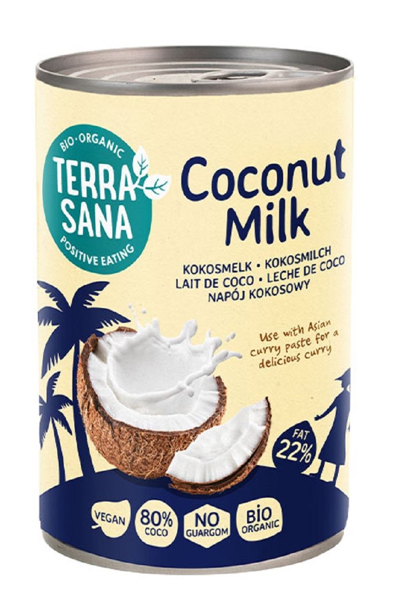 TERRASANA Ekologiczne Mleczko kokosowe bez gumy guar (22 % Tłuszczu) BIO 400 ml