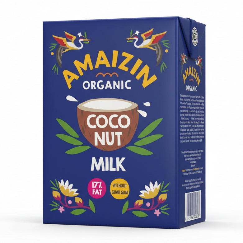 AMAIZIN Ekologiczne Mleczko kokosowe Napój kokosowy bez gumy guar (17 % TŁUSZCZU) BIO 500ml